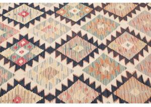Tappeto Kilim Geometrico Beige Blu Scuro 118x196 Cm