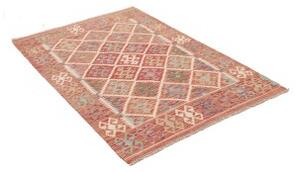 Tappeto Kilim Geometrico Ruggine Avorio 104x148 Cm