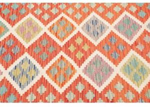 Tappeto Kilim Geometrico Arancione Bianco 101x150 Cm
