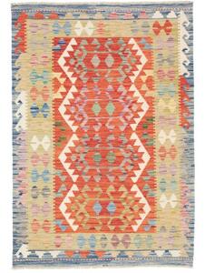 Tappeto Kilim Stilizzato Rosso Beige 103x147 Cm