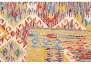 Tappeto Kilim Geometrico Giallo Senape Blu 108x158 Cm