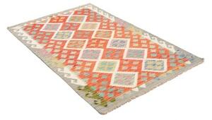 Tappeto Kilim Geometrico Arancione Bianco 101x150 Cm