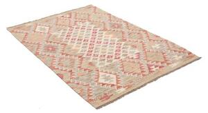 Tappeto Kilim Geometrico Beige Rosso Mattone 103x147 Cm