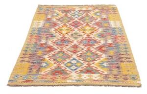 Tappeto Kilim Geometrico Giallo Senape Blu 108x158 Cm