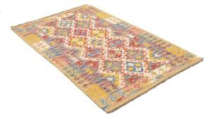 Tappeto Kilim Geometrico Giallo Senape Blu 108x158 Cm
