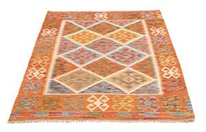 Tappeto Kilim Geometrico Arancione Beige 105x145 Cm