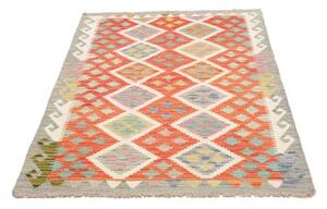 Tappeto Kilim Geometrico Arancione Bianco 101x150 Cm
