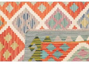 Tappeto Kilim Geometrico Arancione Bianco 101x150 Cm