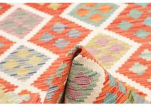 Tappeto Kilim Geometrico Arancione Bianco 101x150 Cm
