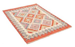 Tappeto Kilim Geometrico Arancione Beige 106x139 Cm
