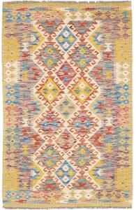 Tappeto Kilim Geometrico Giallo Senape Blu 108x158 Cm