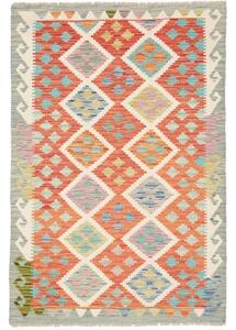 Tappeto Kilim Geometrico Arancione Bianco 101x150 Cm