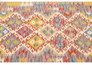 Tappeto Kilim Geometrico Giallo Senape Blu 108x158 Cm