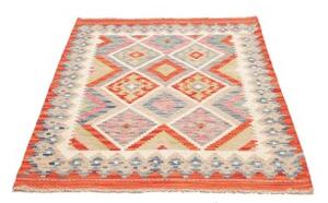 Tappeto Kilim Geometrico Arancione Beige 106x139 Cm