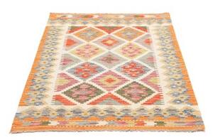 Tappeto Kilim Geometrico Arancione Beige 100x141 Cm