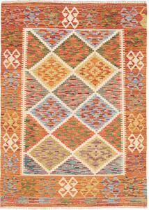 Tappeto Kilim Geometrico Arancione Beige 105x145 Cm