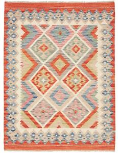 Tappeto Kilim Geometrico Arancione Beige 106x139 Cm