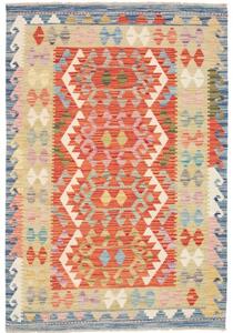 Tappeto Kilim Stilizzato Rosso Beige 102x147 Cm