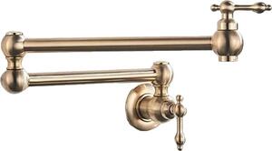 Rubinetto da cucina in oro spazzolato, struttura in ottone resistente, design a doppia maniglia, oro spazzolato C