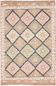 Tappeto Kilim Geometrico Beige Blu Scuro 101x149 Cm