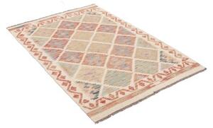 Tappeto Kilim Geometrico Avorio Rosso Mattone 99x145 Cm