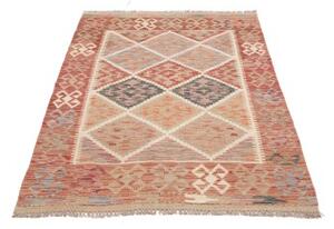 Tappeto Kilim Geometrico Rosso Mattone Beige 102x148 Cm