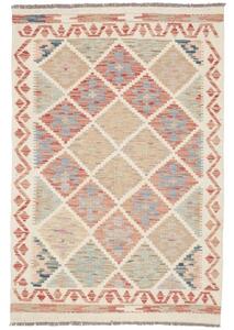 Tappeto Kilim Geometrico Avorio Rosso Mattone 99x145 Cm