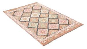 Tappeto Kilim Geometrico Beige Blu Scuro 101x149 Cm