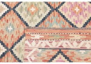 Tappeto Kilim Geometrico Beige Blu Scuro 101x149 Cm