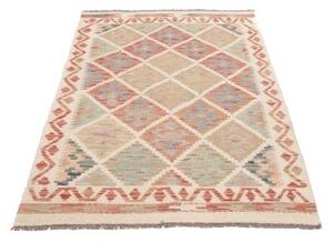 Tappeto Kilim Geometrico Avorio Rosso Mattone 99x145 Cm