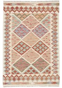 Tappeto Kilim Geometrico Avorio Rosso Ruggine 101x150 Cm