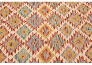 Tappeto Kilim Geometrico Giallo Senape Multicolore 104x145 Cm
