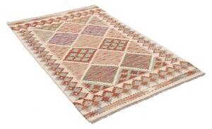 Tappeto Kilim Geometrico Avorio Rosso Ruggine 101x150 Cm