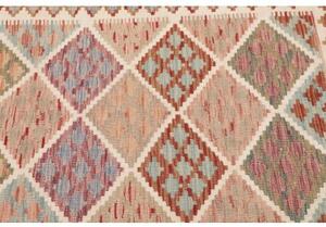 Tappeto Kilim Geometrico Avorio Rosso Ruggine 101x150 Cm