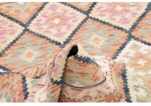Tappeto Kilim Geometrico Beige Blu Scuro 101x149 Cm