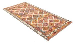 Tappeto Kilim Geometrico Arancione Beige 107x199 Cm