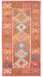 Tappeto Kilim Geometrico Rosso Multicolore 105x202 Cm