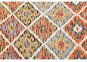 Tappeto Kilim Geometrico Arancione Avorio 102x199 Cm