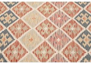 Tappeto Kilim Geometrico Rosso Mattone Blu Petrolio 103x152 Cm
