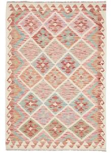 Tappeto Kilim Geometrico Avorio Rosso Mattone 100x150 Cm