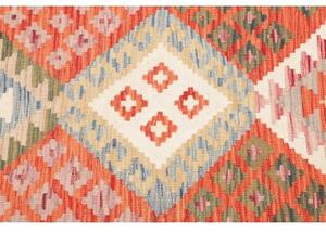 Tappeto Kilim Geometrico Arancione Beige 100x201 Cm