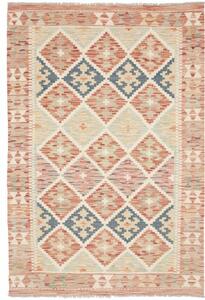Tappeto Kilim Geometrico Rosso Mattone Blu Petrolio 103x152 Cm