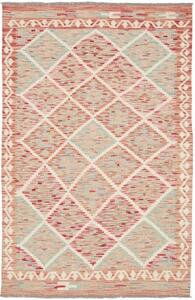 Tappeto Kilim Geometrico Rosso Mattone Bianco Crema 102x152 Cm