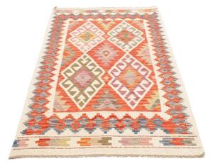 Tappeto Kilim Geometrico Rosso Ruggine Avorio 100x192 Cm