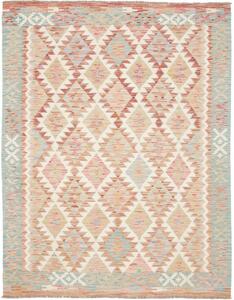 Tappeto Kilim Geometrico Beige Rosso Ruggine 153x196 Cm