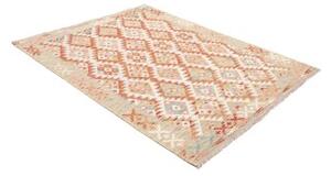 Tappeto Kilim Geometrico Rosso Beige 155x200 Cm