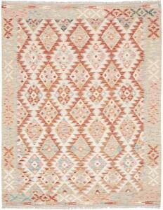 Tappeto Kilim Geometrico Rosso Beige 155x200 Cm