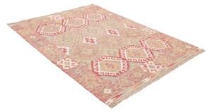 Tappeto Kilim Geometrico Rosso Antico Beige 156x198 Cm