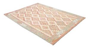 Tappeto Kilim Geometrico Beige Rosso Ruggine 153x196 Cm