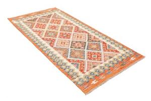 Tappeto Kilim Geometrico Arancione Beige 102x198 Cm